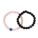 Rose Quarts Bracelet + Evil Eye Lava Bracelet - Image 2