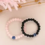 Rose Quarts Bracelet + Evil Eye Lava Bracelet - Image 3