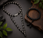 Karungali Silver Cap Mala + Karungali Bracelet
