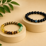 Evil Eye Lava Bracelet + Dhanyog Bracelet